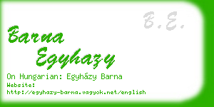 barna egyhazy business card